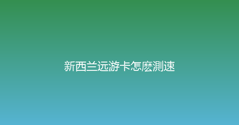 新西兰远游卡怎麽測速 