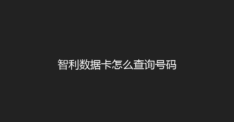 智利数据卡怎么查询号码 