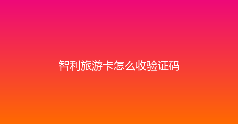 智利旅游卡怎么收验证码 