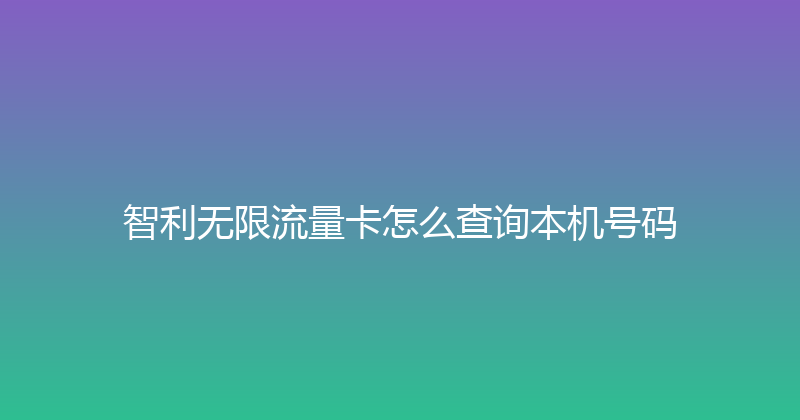 智利无限流量卡怎么查询本机号码 
