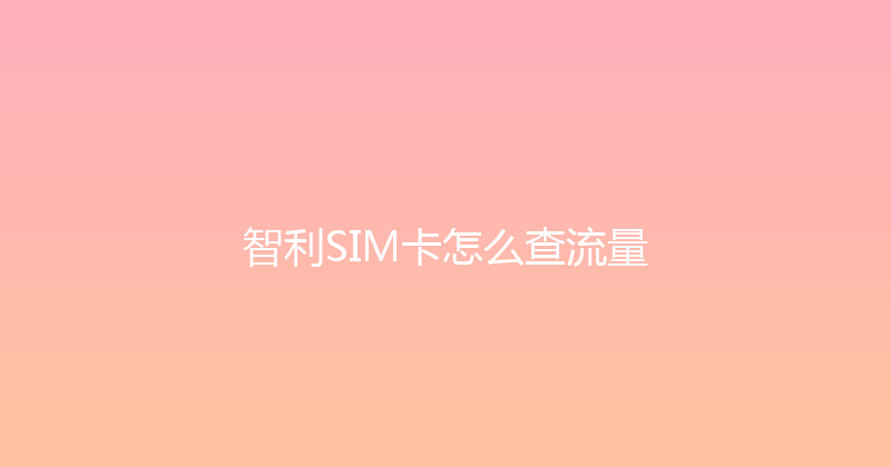 智利SIM卡怎么查流量 