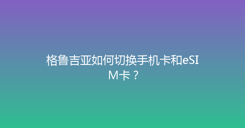格鲁吉亚如何切换手机卡和eSIM卡？ 