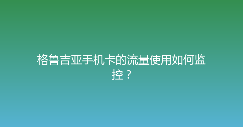格鲁吉亚手机卡的流量使用如何监控？ 