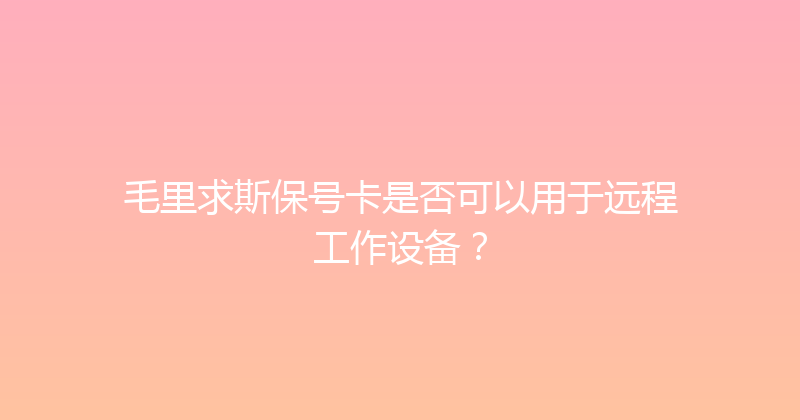 毛里求斯保号卡是否可以用于远程工作设备？ 