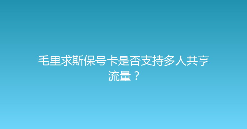 毛里求斯保号卡是否支持多人共享流量？ 
