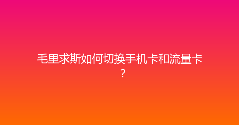 毛里求斯如何切换手机卡和流量卡？ 