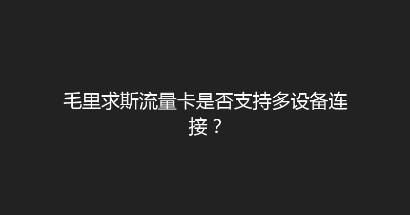 毛里求斯流量卡是否支持多设备连接？ 