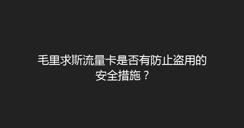 毛里求斯流量卡是否有防止盗用的安全措施？ 