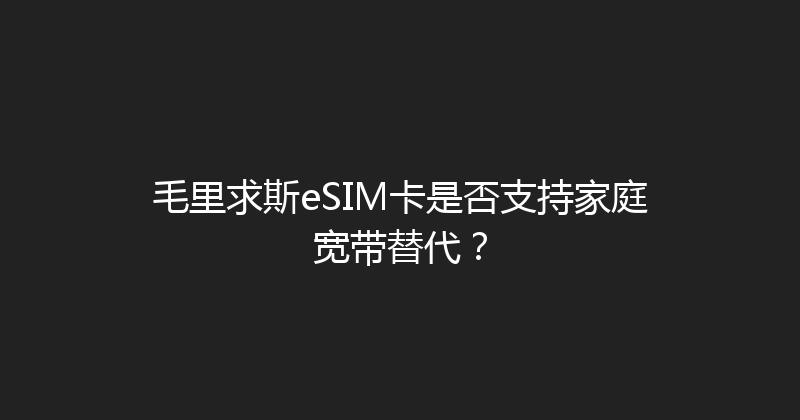 毛里求斯eSIM卡是否支持家庭宽带替代？ 