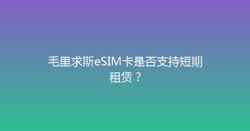 毛里求斯eSIM卡是否支持短期租赁？ 