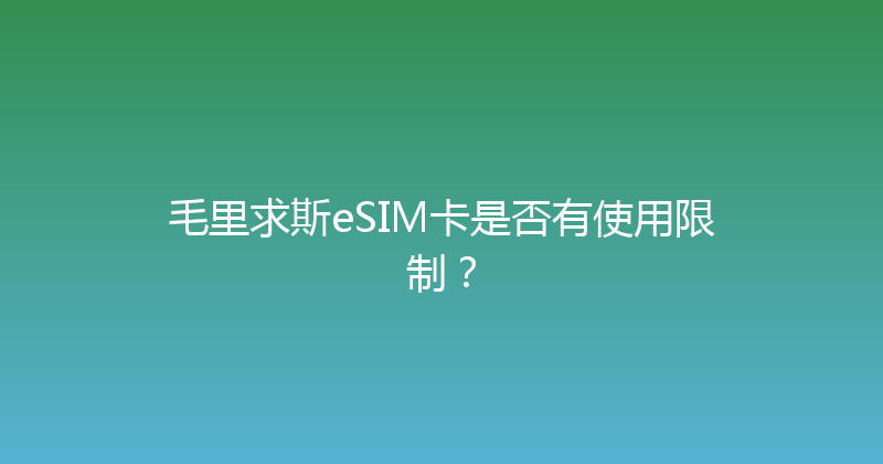 毛里求斯eSIM卡是否有使用限制？ 