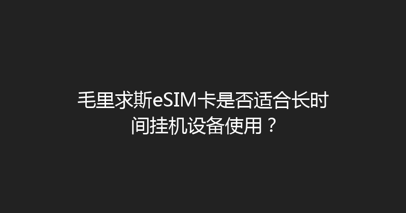 毛里求斯eSIM卡是否适合长时间挂机设备使用？ 