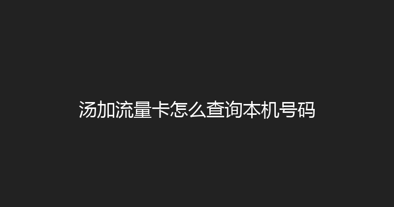汤加流量卡怎么查询本机号码 