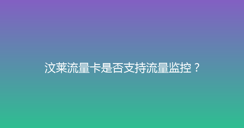 汶莱流量卡是否支持流量监控？ 