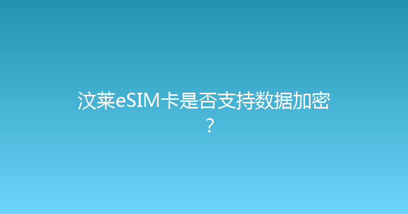 汶莱eSIM卡是否支持数据加密？ 