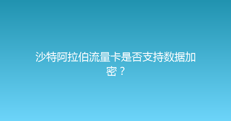 沙特阿拉伯流量卡是否支持数据加密？ 