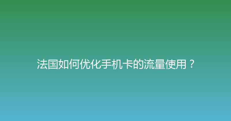 法国如何优化手机卡的流量使用？ 