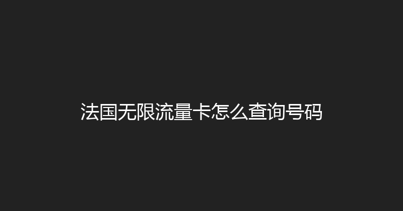 法国无限流量卡怎么查询号码 