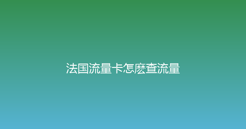 法国流量卡怎麽查流量 