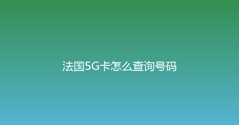 法国5G卡怎么查询号码 