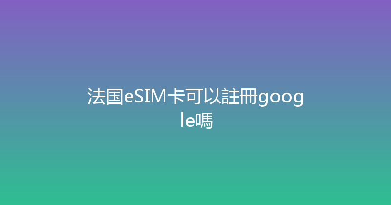 法国eSIM卡可以註冊google嗎 