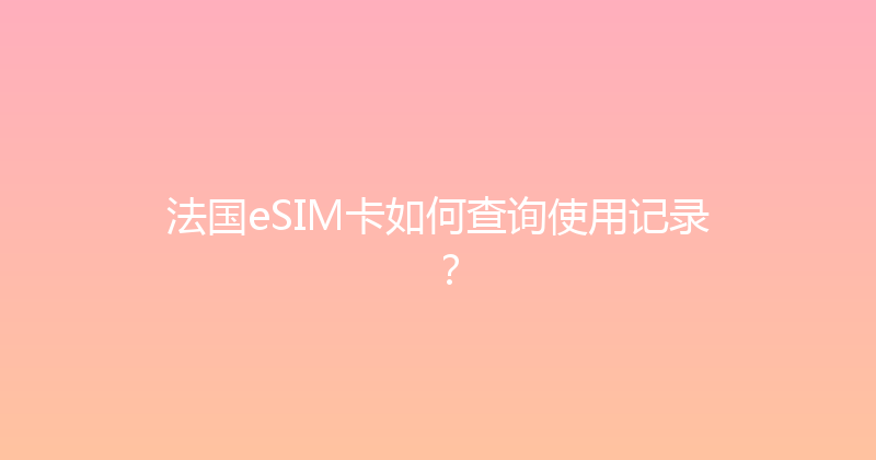 法国eSIM卡如何查询使用记录？ 