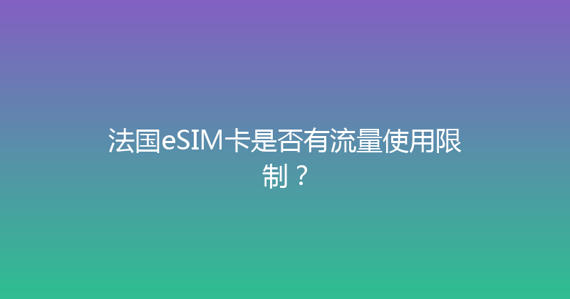 法国eSIM卡是否有流量使用限制？ 