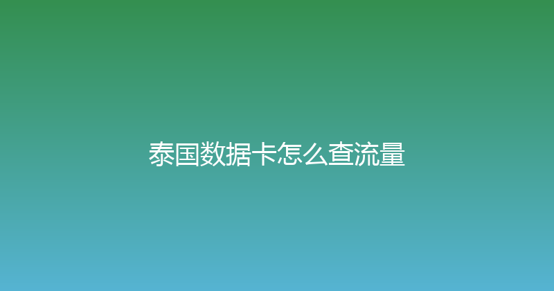 泰国数据卡怎么查流量 