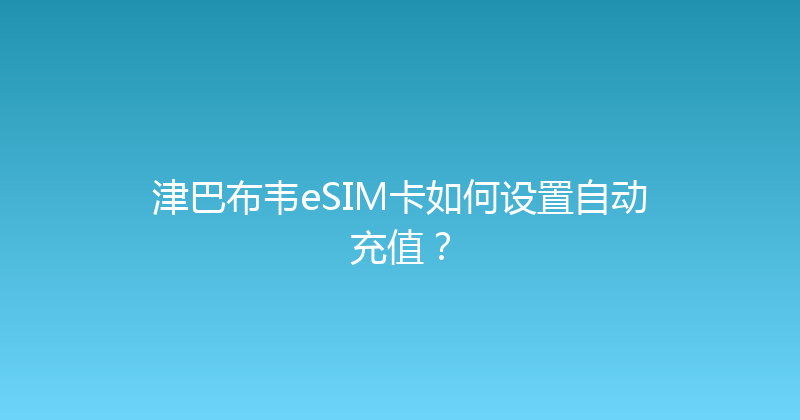 津巴布韦eSIM卡如何设置自动充值？ 