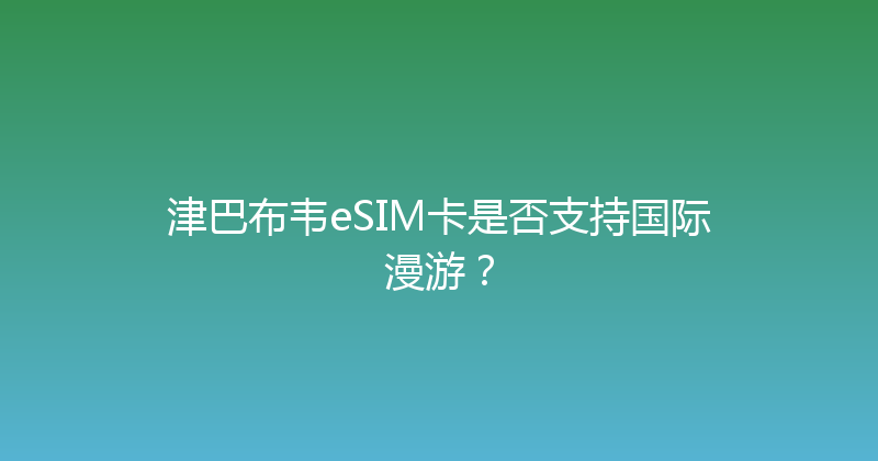 津巴布韦eSIM卡是否支持国际漫游？ 