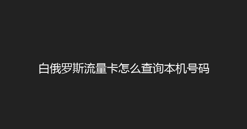 白俄罗斯流量卡怎么查询本机号码 