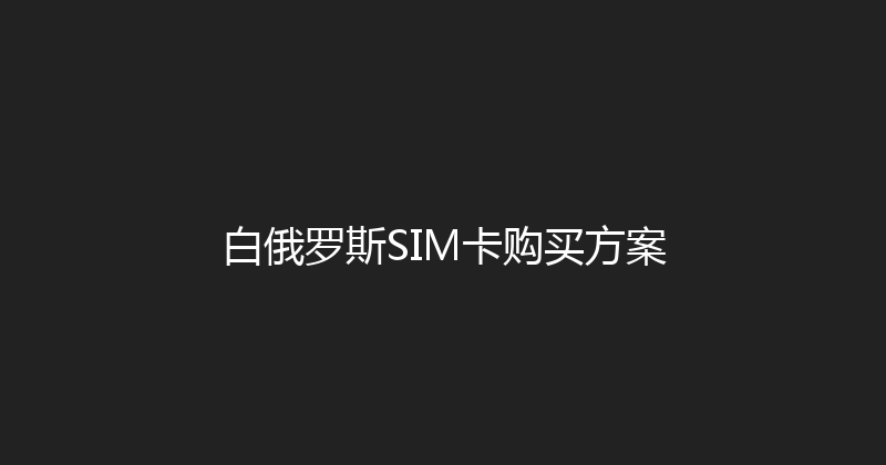 白俄罗斯SIM卡购买方案 
