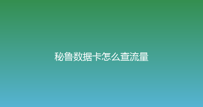 秘鲁数据卡怎么查流量 