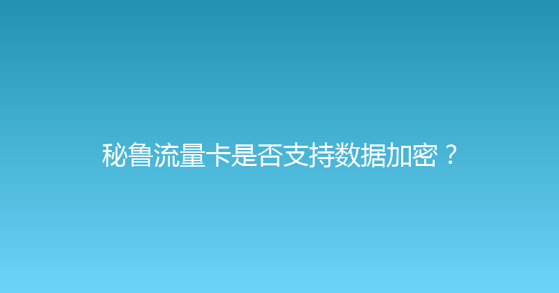秘鲁流量卡是否支持数据加密？ 