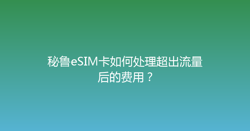秘鲁eSIM卡如何处理超出流量后的费用？ 
