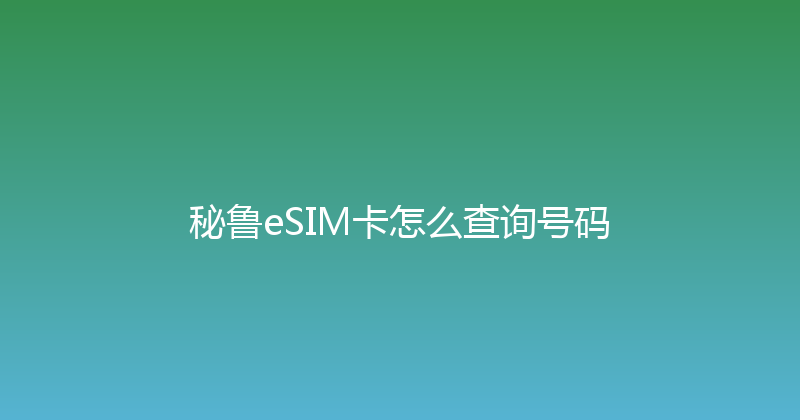 秘鲁eSIM卡怎么查询号码 