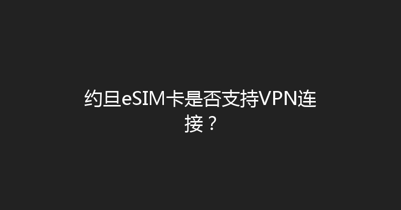 约旦eSIM卡是否支持VPN连接？ 