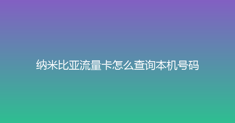 纳米比亚流量卡怎么查询本机号码 