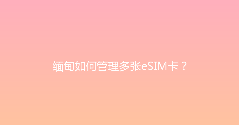 缅甸如何管理多张eSIM卡？ 