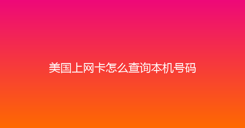 美国上网卡怎么查询本机号码 