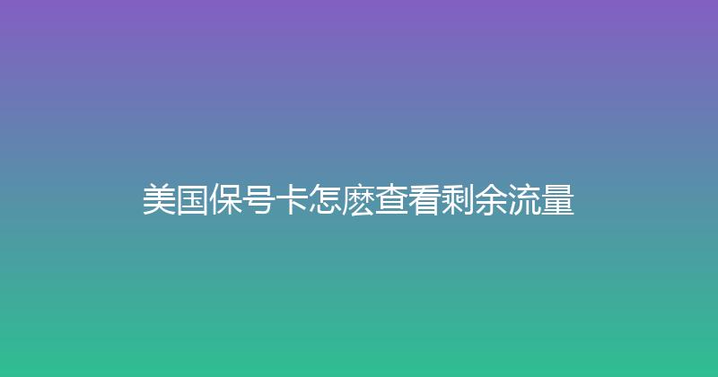 美国保号卡怎麽查看剩余流量 
