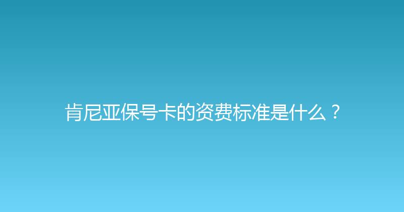 肯尼亚保号卡的资费标准是什么？ 