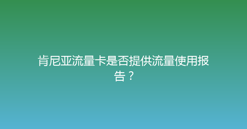 肯尼亚流量卡是否提供流量使用报告？ 