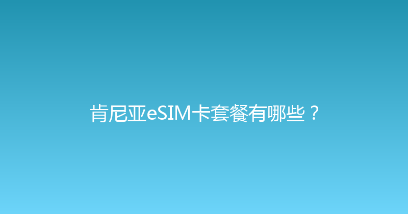 肯尼亚eSIM卡套餐有哪些？ 