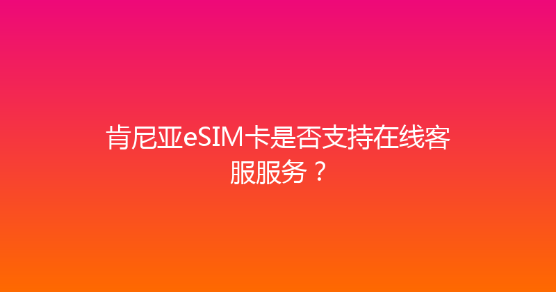 肯尼亚eSIM卡是否支持在线客服服务？ 
