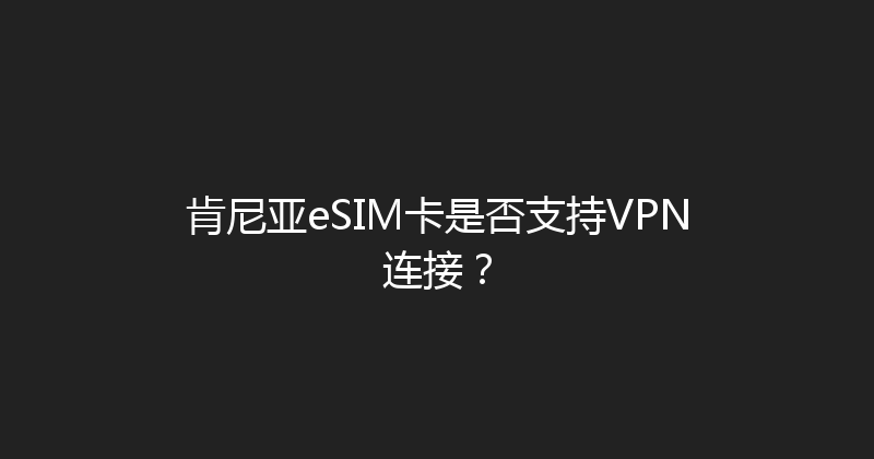 肯尼亚eSIM卡是否支持VPN连接？ 