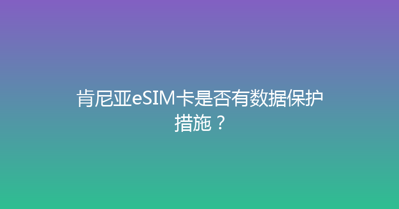 肯尼亚eSIM卡是否有数据保护措施？ 
