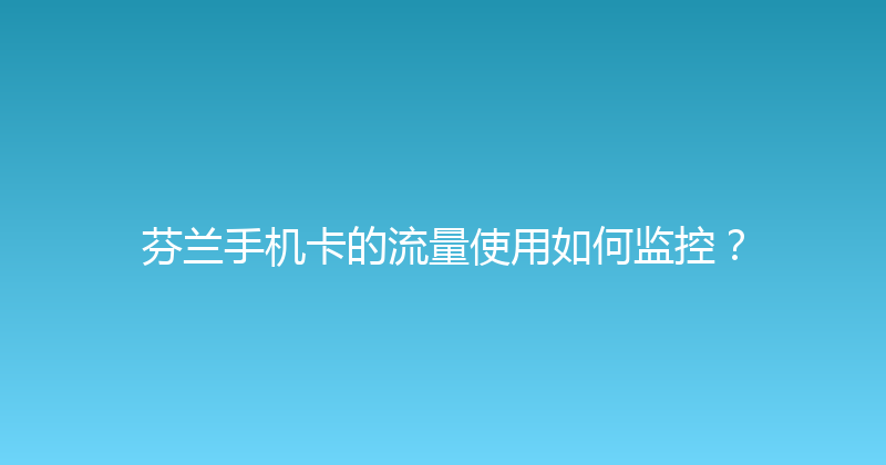芬兰手机卡的流量使用如何监控？ 