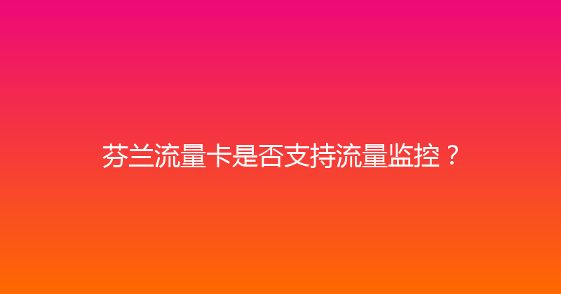 芬兰流量卡是否支持流量监控？ 