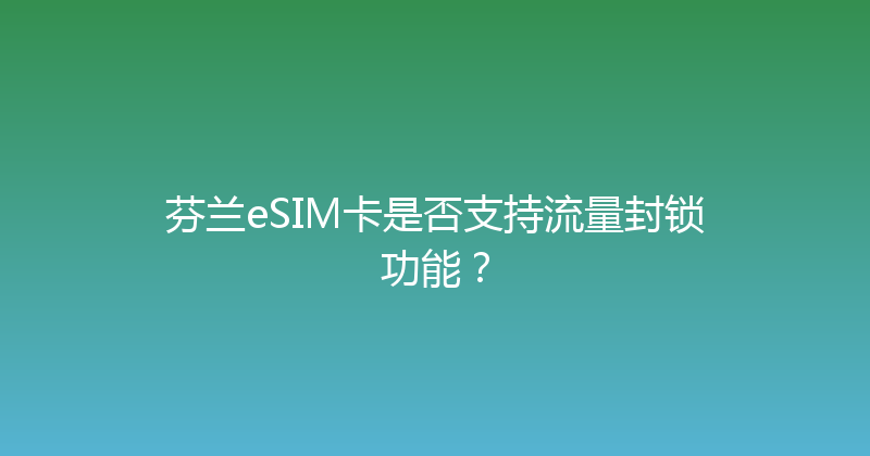 芬兰eSIM卡是否支持流量封锁功能？ 